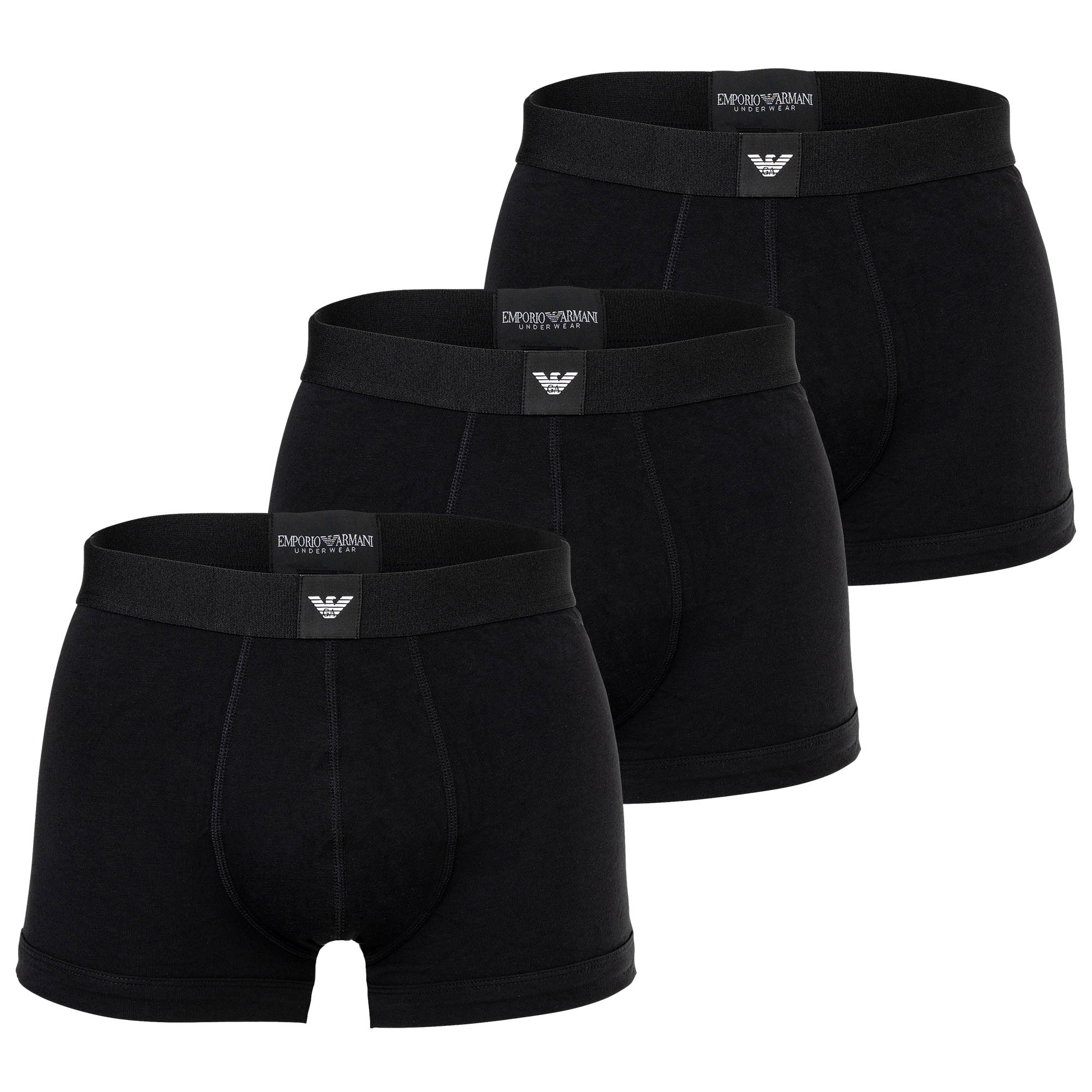 EMPORIO ARMANI Men's Trunks, 3-Pack - ESSENTIAL LOGOLABEL, Shorts, Stretch Cotton