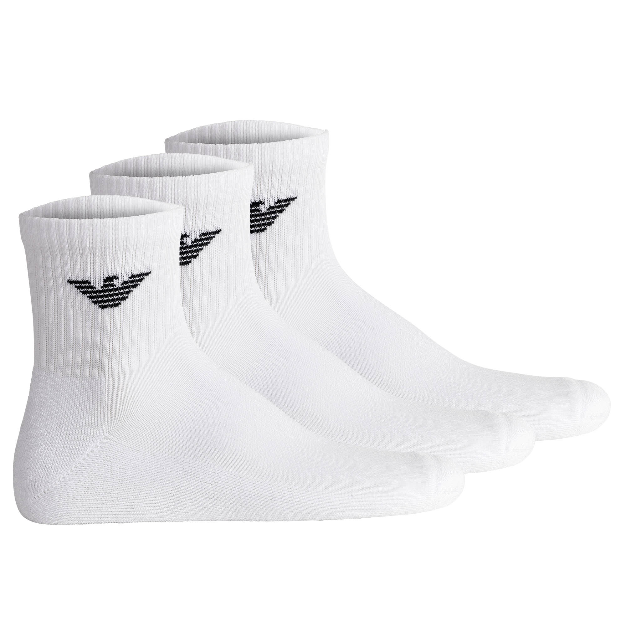 EMPORIO ARMANI Men's Quarter Socks, 3-Pack - SPORTY SPONGE, Ankle Socks, One Size