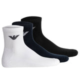 EMPORIO ARMANI Herren Quartersocken, 3er Pack - SPORTY SPONGE, Ankle Socks, One Size
