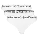 Bamboo basics Damen String EMMA, 3er Pack - Logo-Bund, atmungsaktiv, Single Jersey