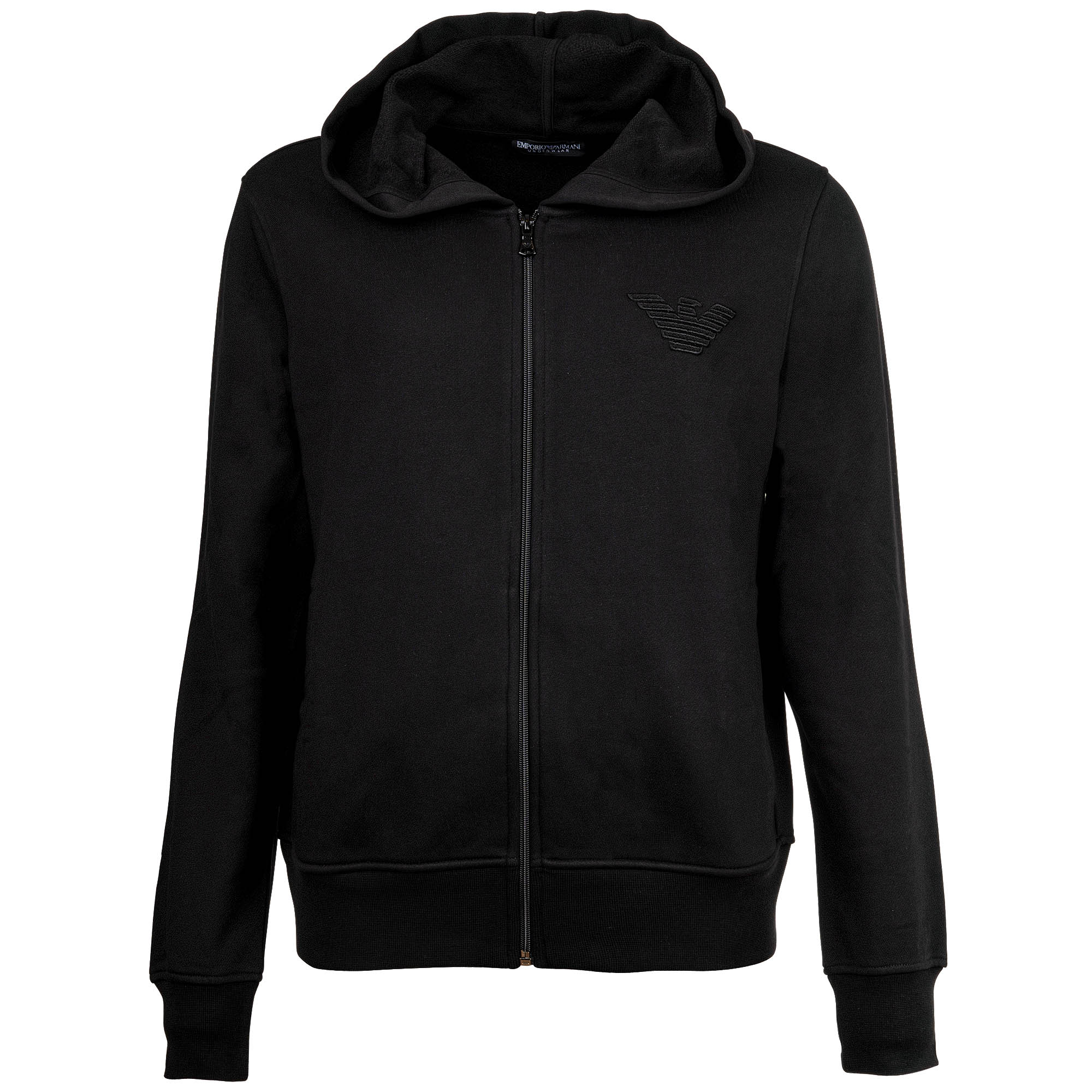 EMPORIO ARMANI women's hooded sweat jacket - ICONIC TERRY, Hooded Full Zip Sweatshirt, cotton blend