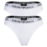EMPORIO ARMANI Damen Strings, 2er Pack - ESSENTIAL COTTON, T-Thong, Cotton Stretch