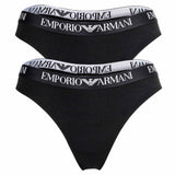 EMPORIO ARMANI Damen Strings, 2er Pack - ESSENTIAL COTTON, T-Thong, Cotton Stretch
