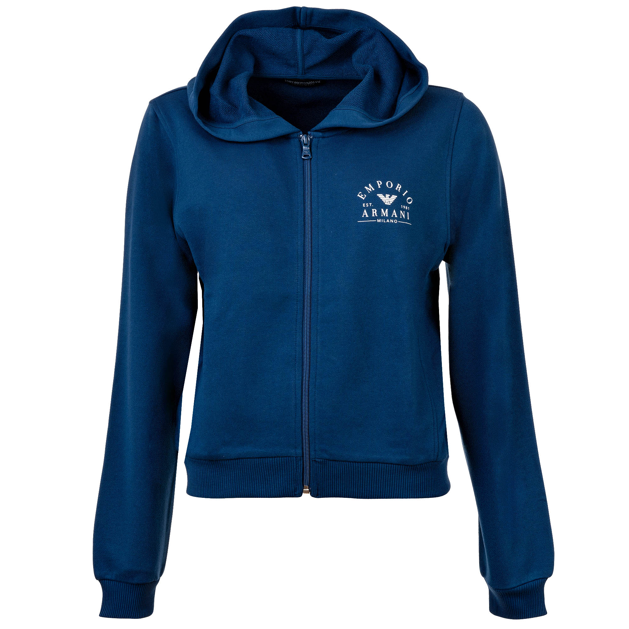 EMPORIO ARMANI Damen Sweatjacke mit Kapuze - ICONIC LIGHT TERRY, Hooded Full Zip Sweatshirt
