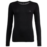 EMPORIO ARMANI Damen Langarmshirt, Rundhals - ESSENTIAL STUDS, Viskose Stretch