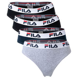 FILA Damen Slip - 4er Pack Briefs, Logo-Bund, Cotton Stretch, einfarbig