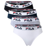 FILA Damen Slip - 4er Pack Briefs, Logo-Bund, Cotton Stretch, einfarbig