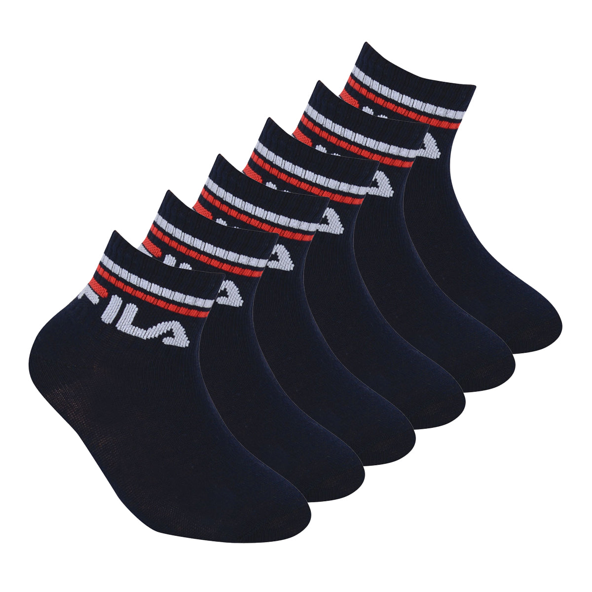 FILA Kinder Socken, Multipack - Qaurter, Logo, Streifen, einfarbig
