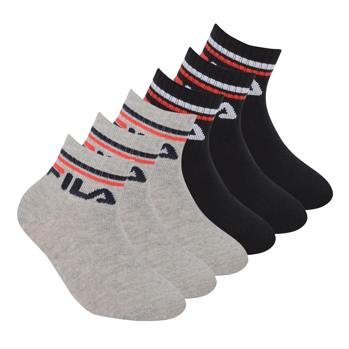 FILA Kinder Socken, Multipack - Qaurter, Logo, Streifen, einfarbig