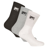 FILA 3 Paar Socken Unisex - Frottee Tennissocken, Crew Socks, Logobund, 35-46