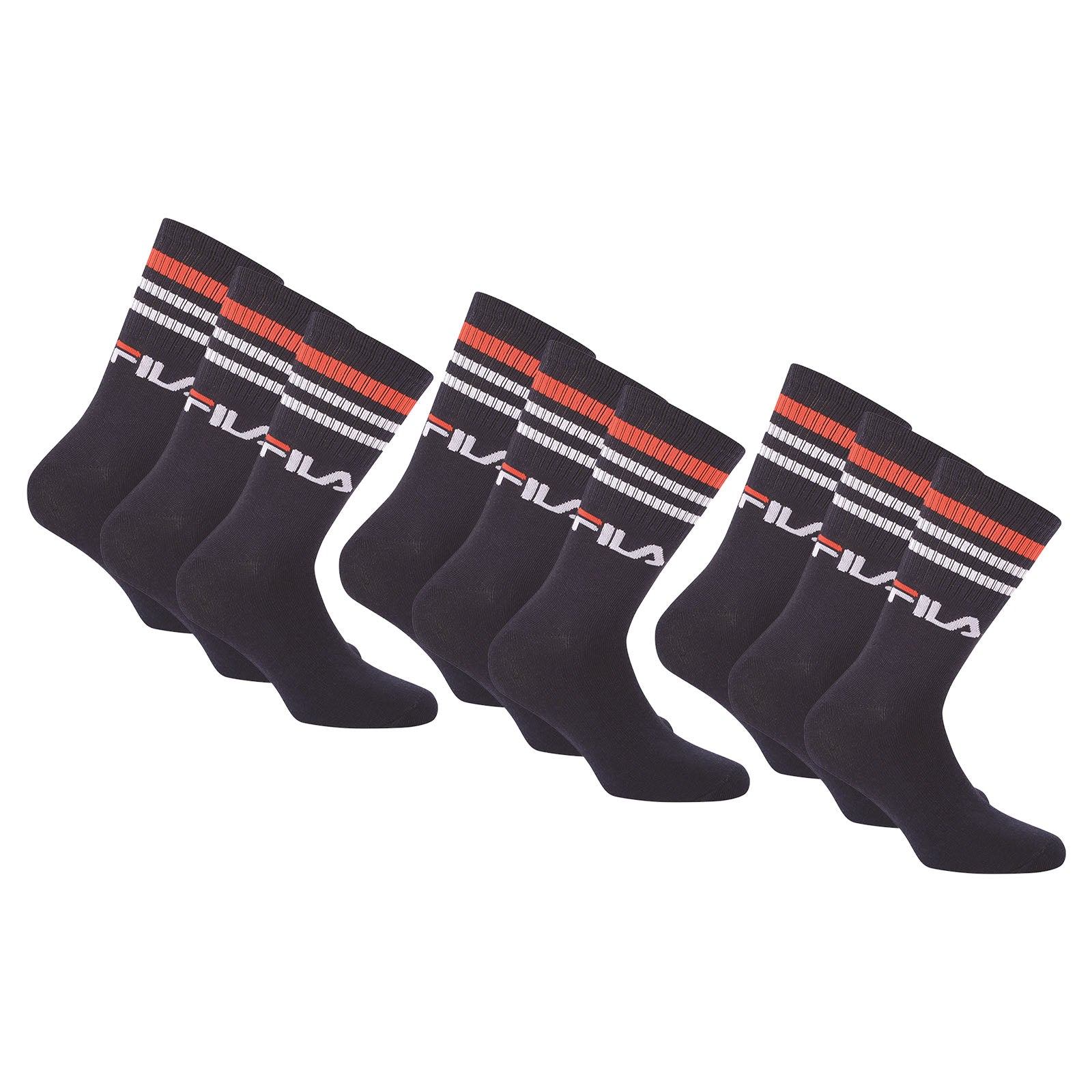 FILA Unisex Socks 9 pairs - Street, Sport, Lifestyle, Socks Set, Stripes, 35-46