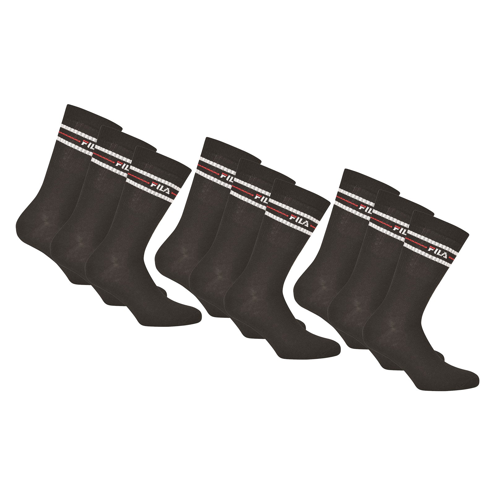 FILA Unisex Socken 9 Paar - Street, Sport, Lifestyle, Socks Set, Stripes (3x 3 Paar)