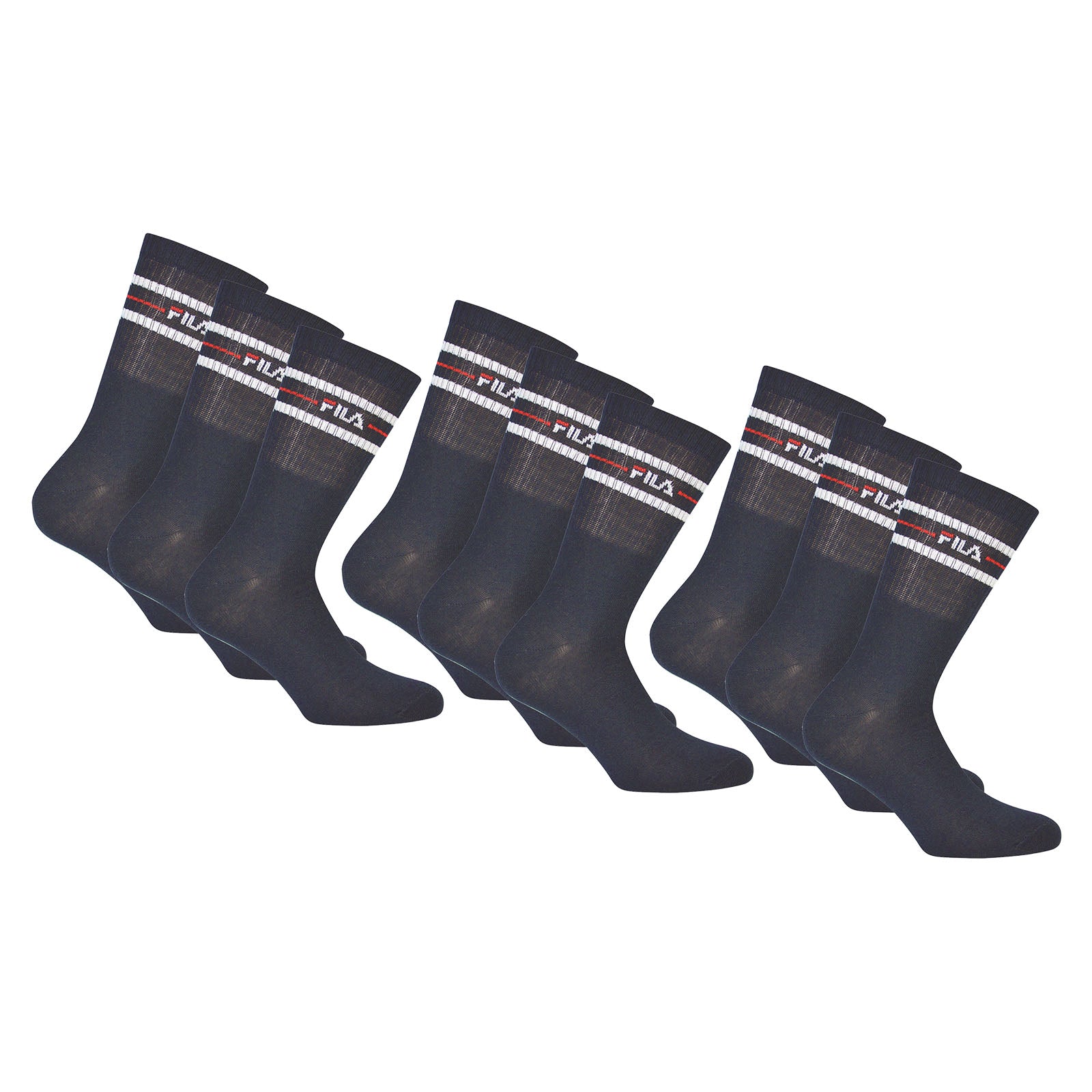 FILA Unisex Socken 9 Paar - Street, Sport, Lifestyle, Socks Set, Stripes (3x 3 Paar)