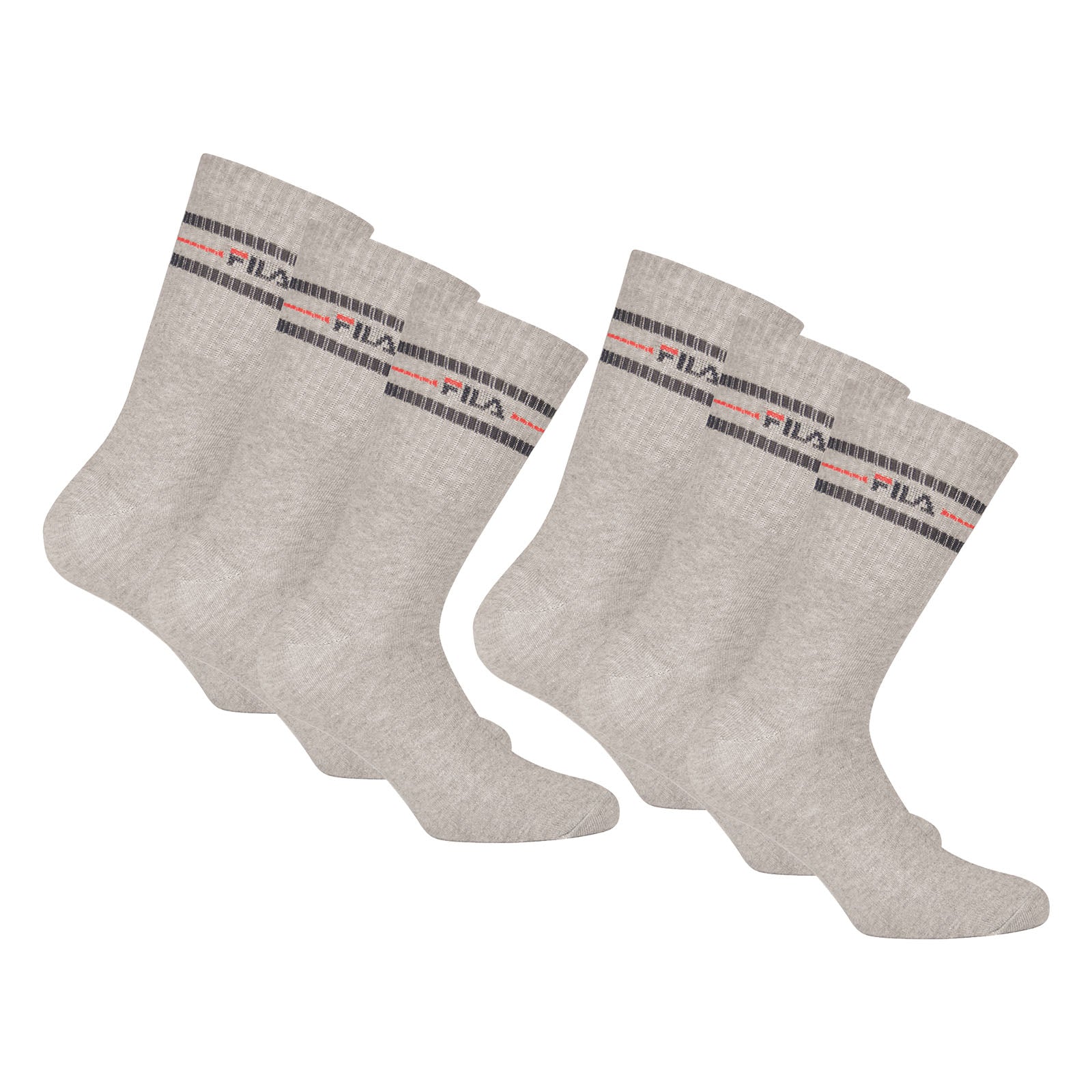FILA Unisex Socken 6 Paar - Street, Sport, Lifestyle, Socks Set, Stripes (2x 3 Paar)