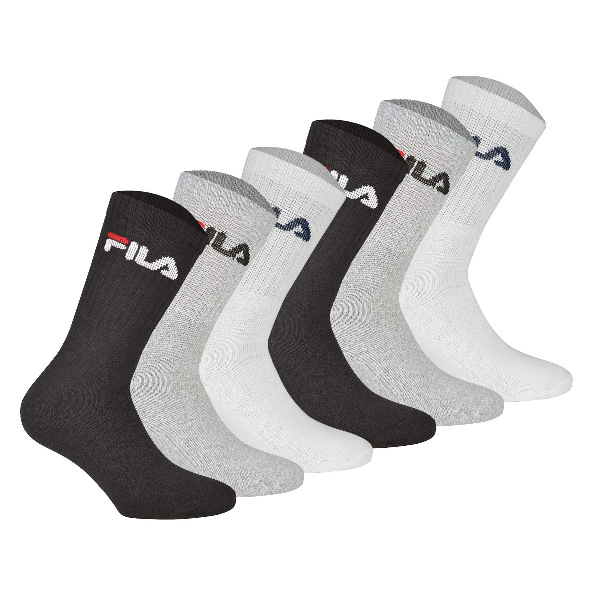 FILA Unisex Socken, 6er Pack - Crew Socks, Frottee, Tennis, Sport (2x 3 Paar)