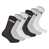 FILA Unisex Socken, 6er Pack - Crew Socks, Frottee, Tennis, Sport (2x 3 Paar)