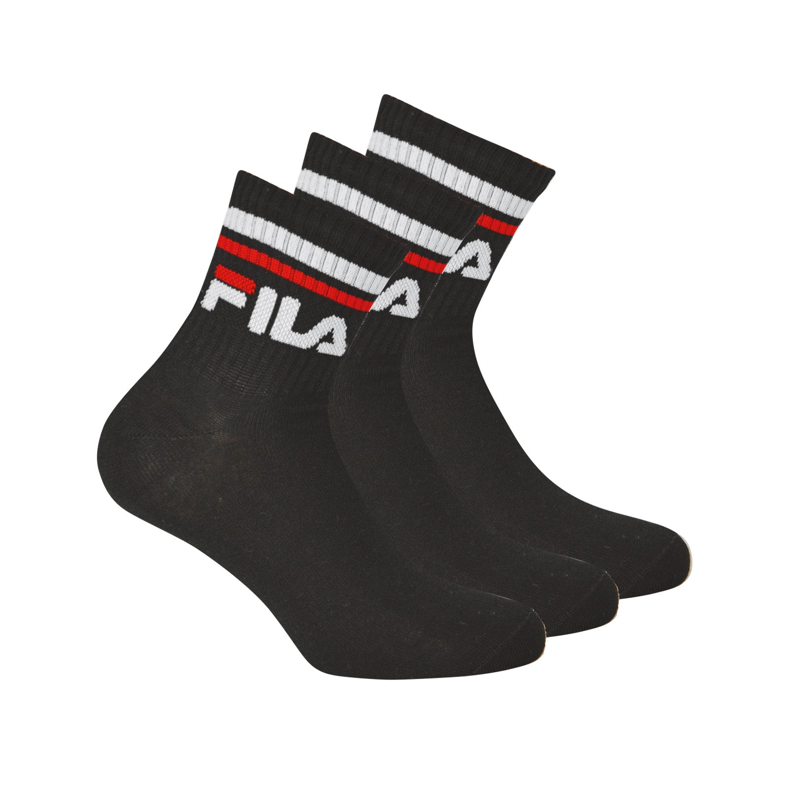 FILA Unisex Socken, 3 Paar Quarter - Kurzsocken, Sport, Logo-Bund, uni