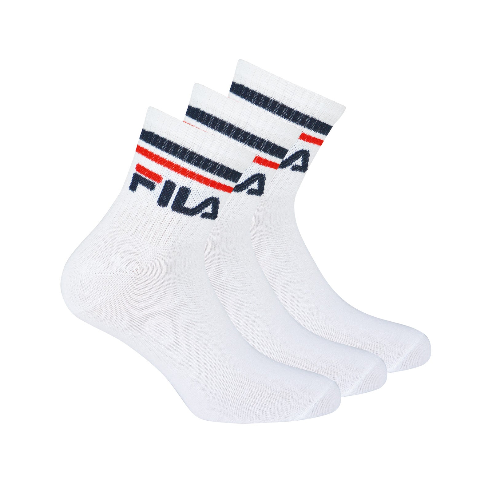 FILA Unisex Socken, 3 Paar Quarter - Kurzsocken, Sport, Logo-Bund, uni