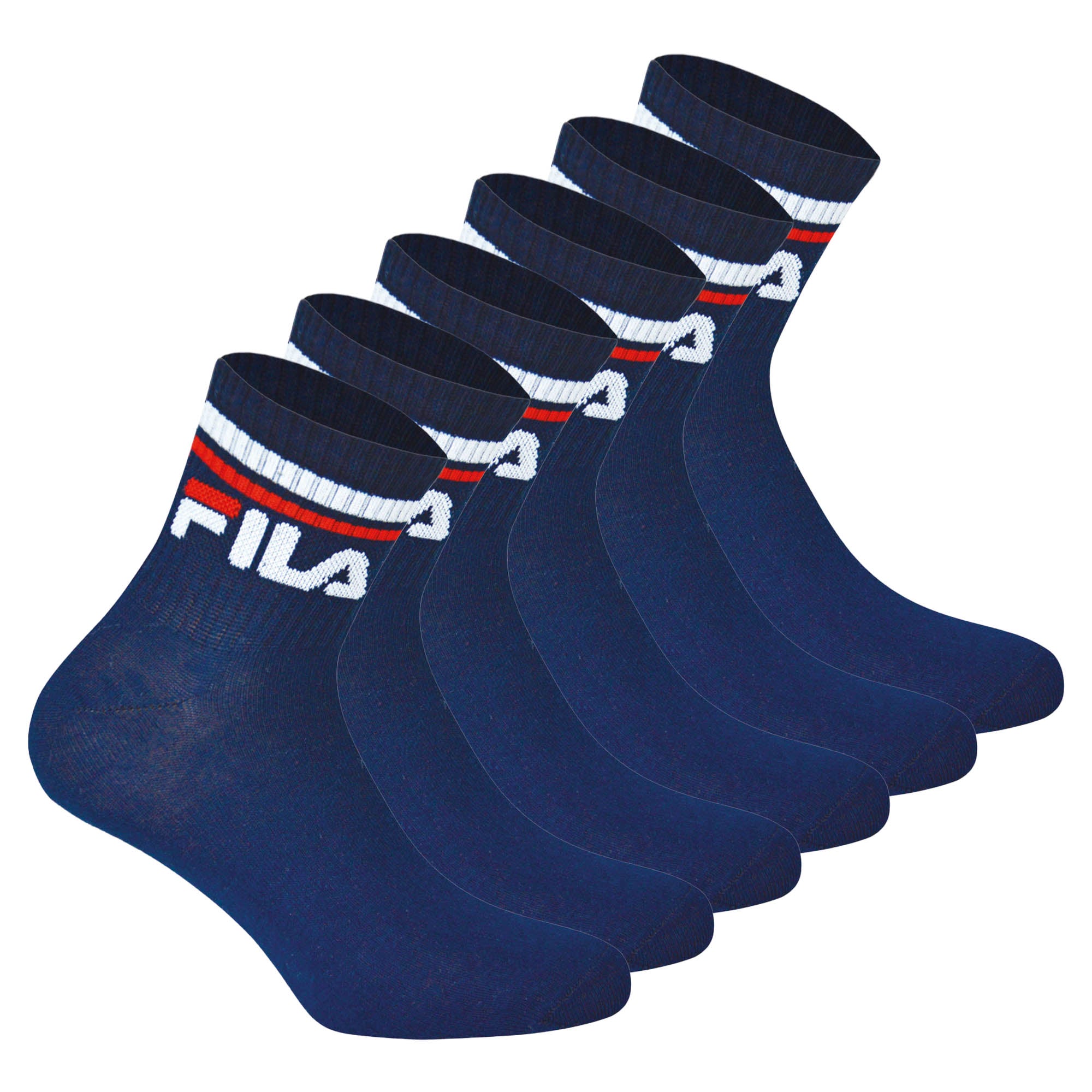 FILA Unisex Socken, 6 Paar Quarter - Kurzsocken, Sport, Logo-Bund, uni