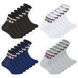 FILA Unisex Socks, 6 Pairs Quarter - short Socks, Sport, Logo Cuff, uni
