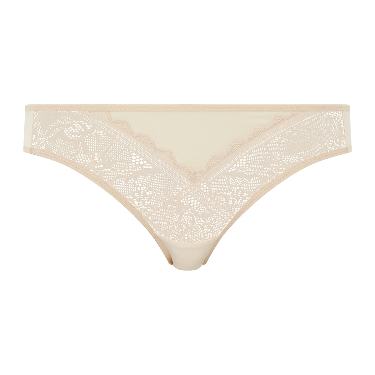 FEMILET Damen Slip - Floral Touch, florale Spitze, blickdichtes Meshmaterial