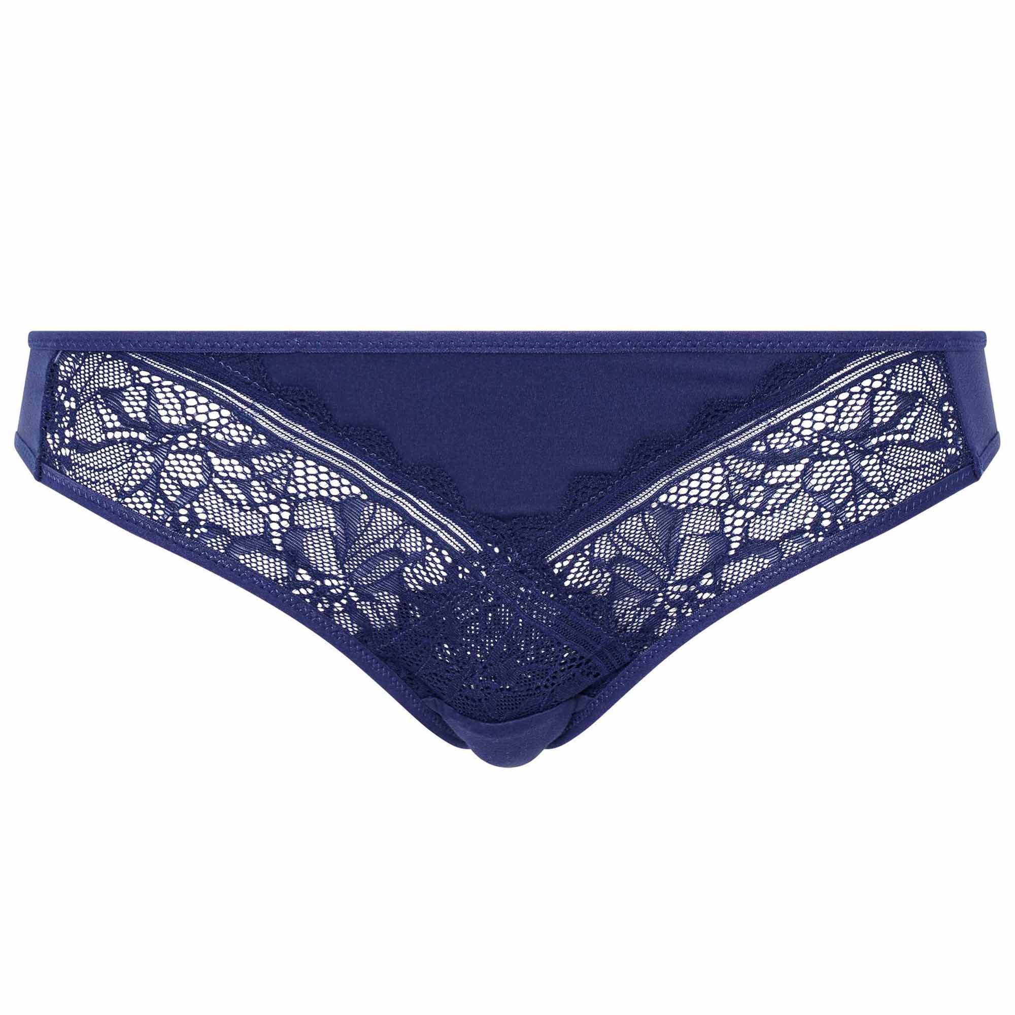 FEMILET Damen Slip - Floral Touch, florale Spitze, blickdichtes Meshmaterial