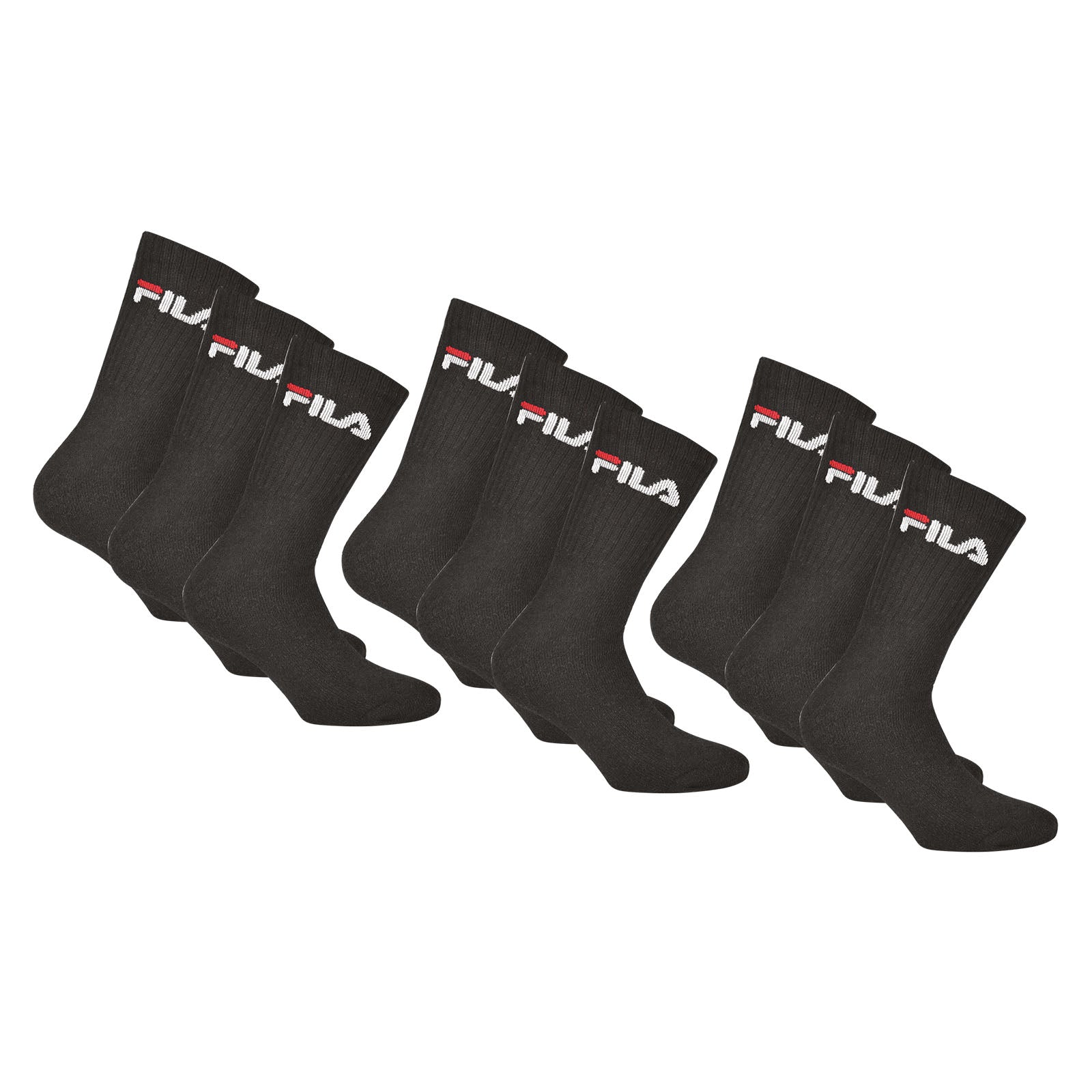 FILA Unisex Socken 9 Paar - Tennissocken, Crew Socks, Frottee, Sport (3x3-Pack)