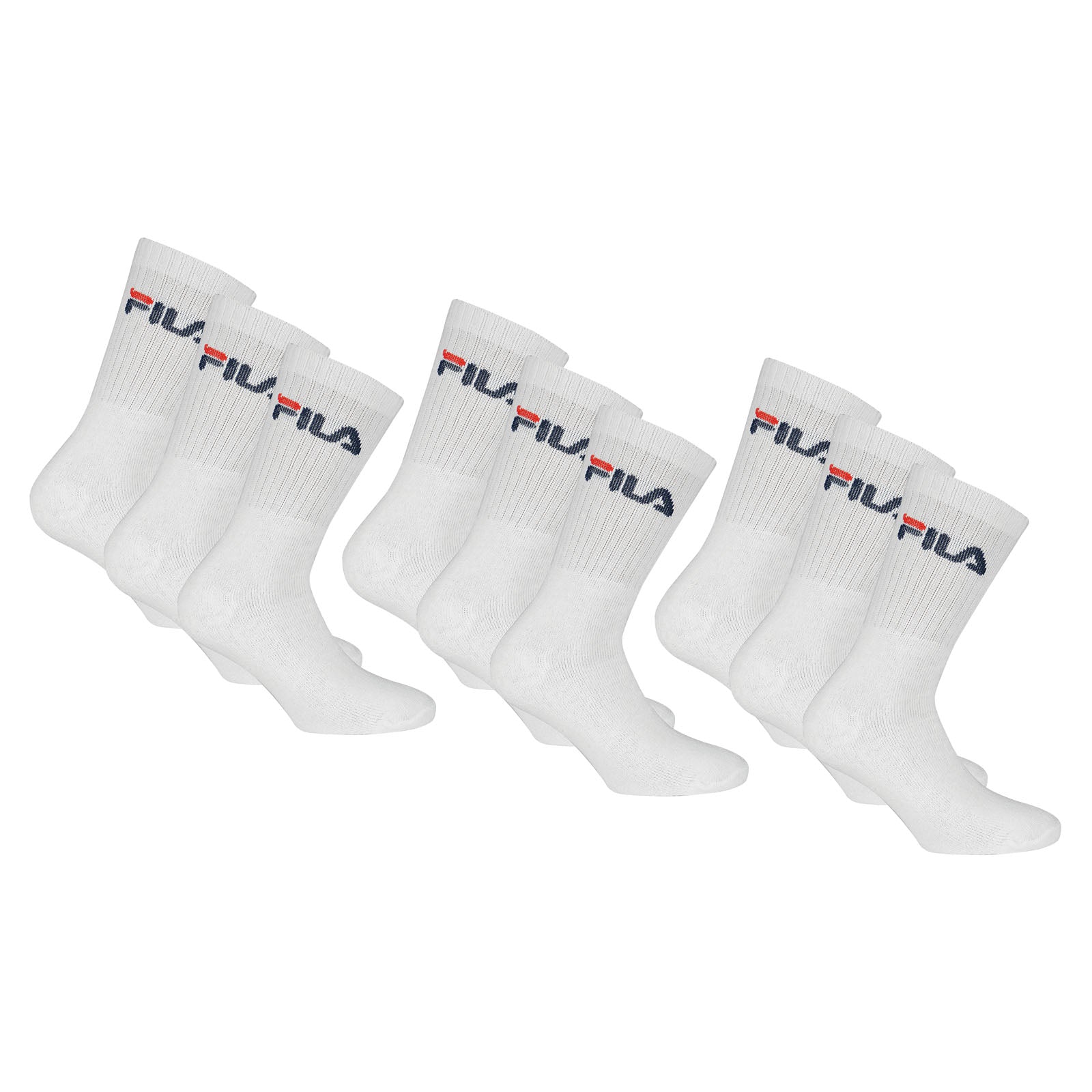 FILA Unisex Socken 9 Paar - Tennissocken, Crew Socks, Frottee, Sport (3x3-Pack)