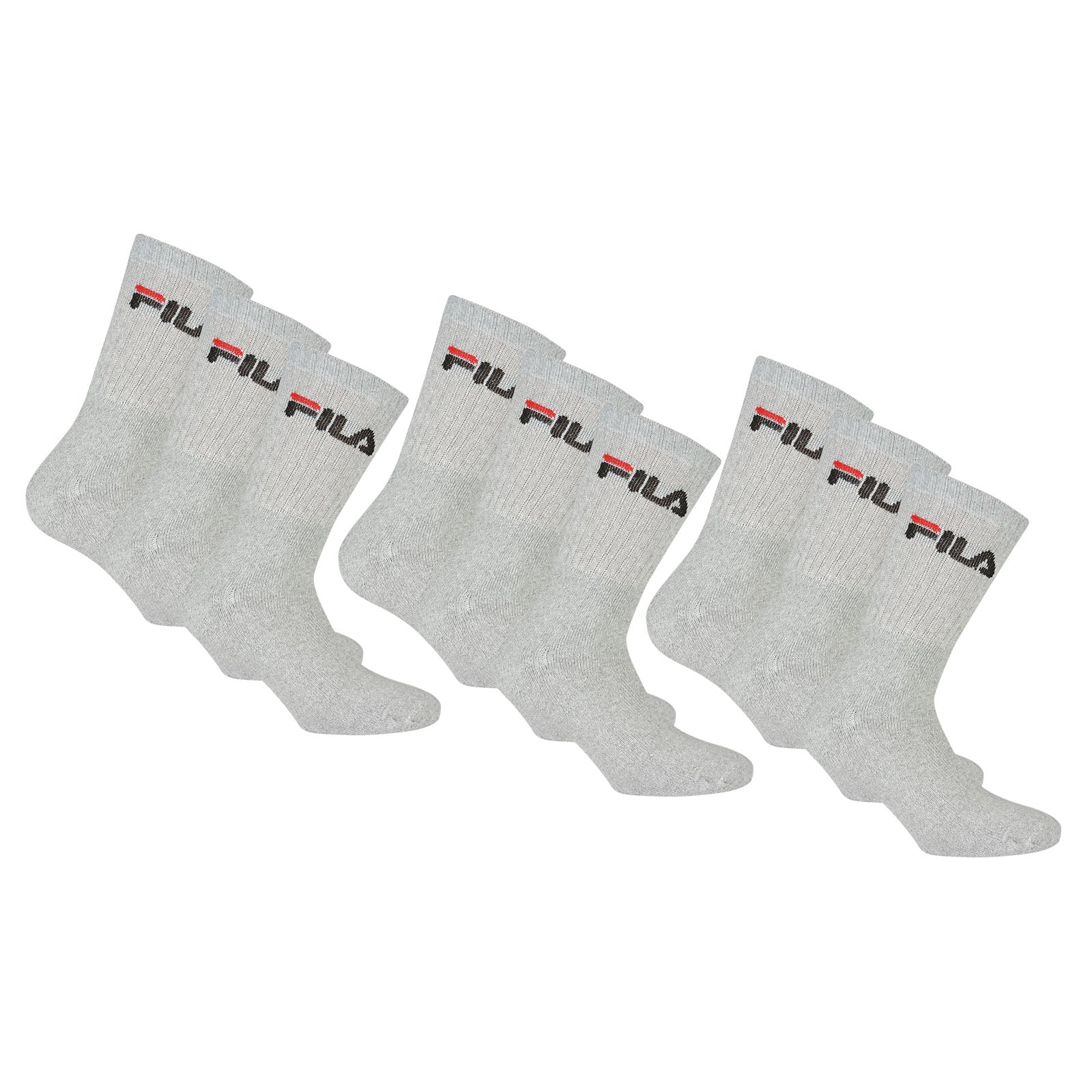 FILA Unisex Socken 9 Paar - Tennissocken, Crew Socks, Frottee, Sport (3x3-Pack)