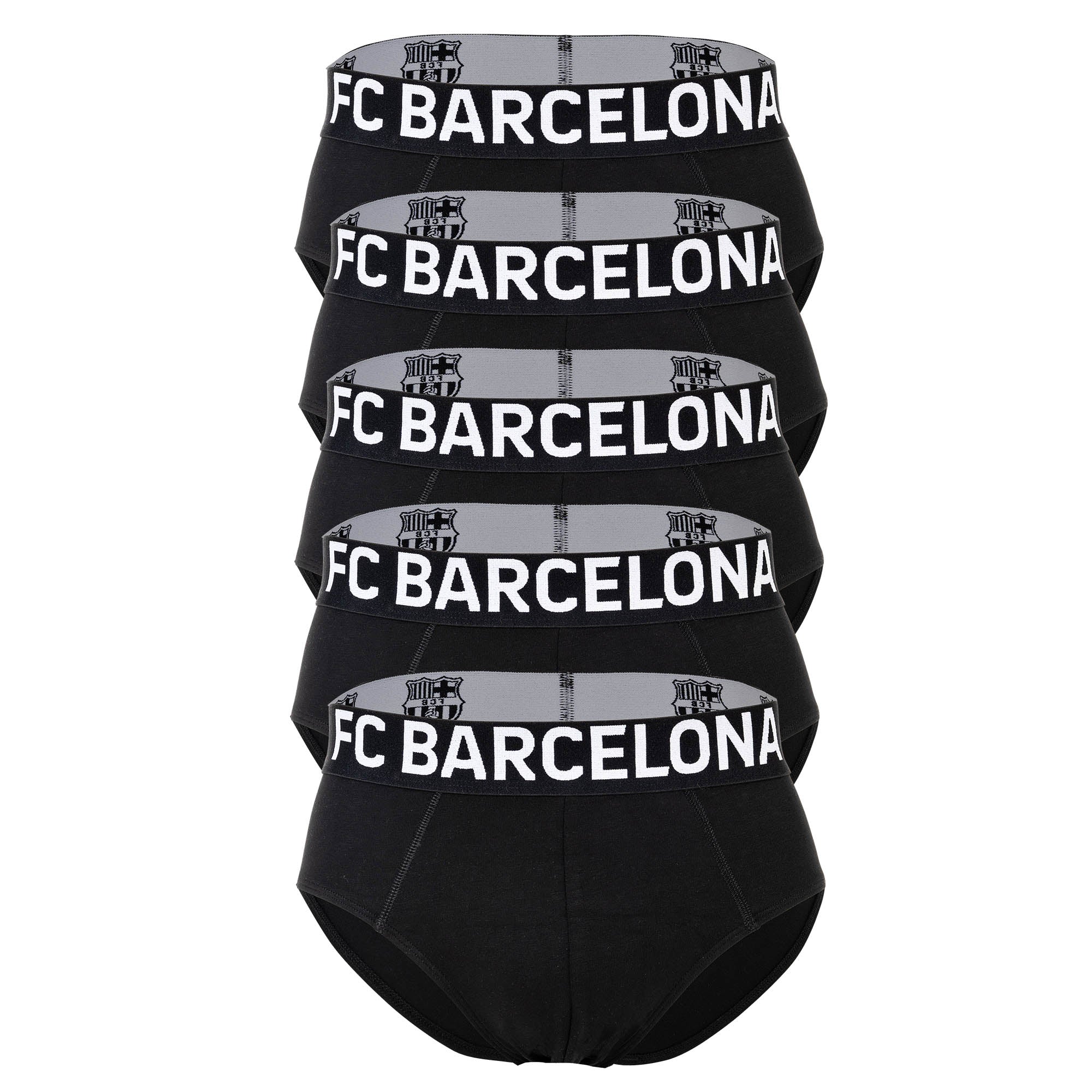 FC Barcelona Herren Slips, 5er Pack - Briefs, Baumwollmischung, Logobund, einfarbig