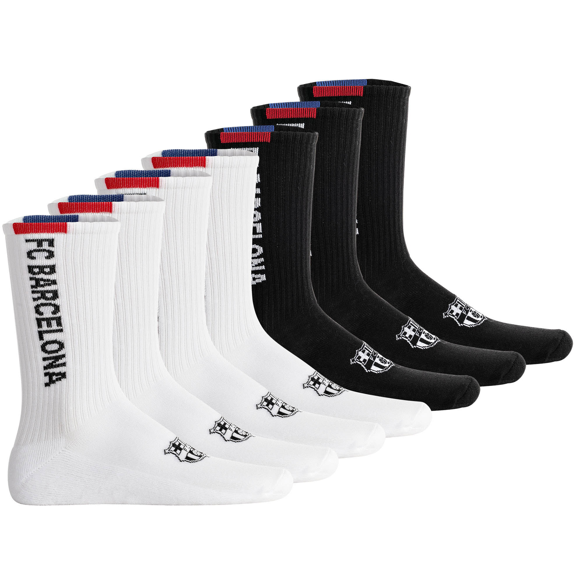 FC Barcelona Unisex Socken, 7er Pack - Tennis Socks, Schriftzug-Logo, Baumwollmischung, einfarbig