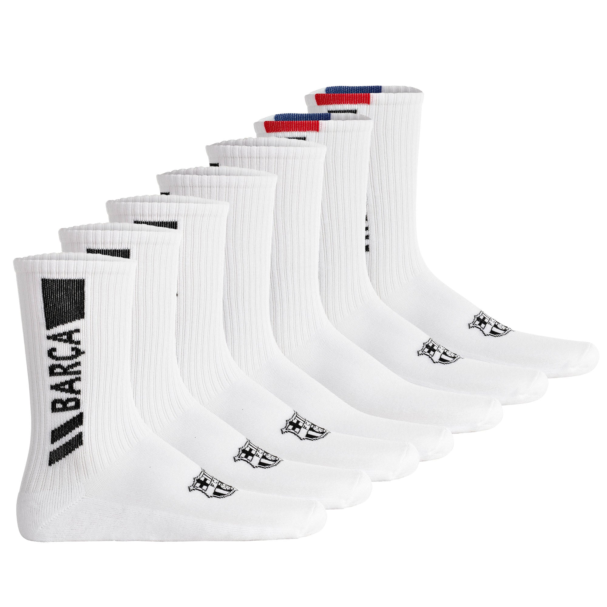 FC Barcelona Unisex Socks, 7-Pack – Tennis Socks, Lettering Logo, Cotton Blend, Plain