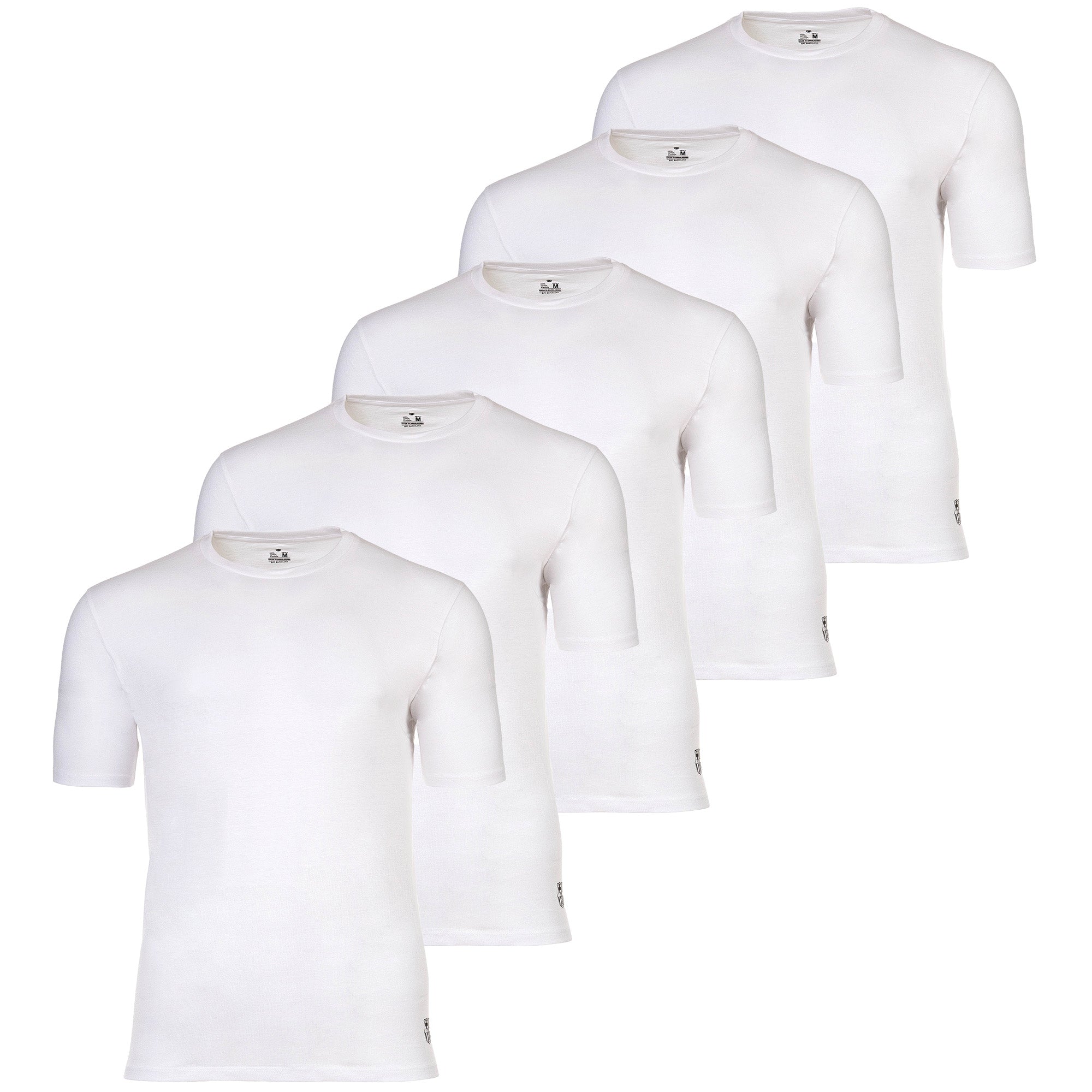 FC Barcelona Herren T-Shirts, 5er Pack - U-Neck Undershirts, Baumwolle, Rundhals, Logo, einfarbig