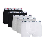 FILA Herren Boxer Shorts, 5er Pack - Logobund, Urban, Cotton Stretch, einfarbig