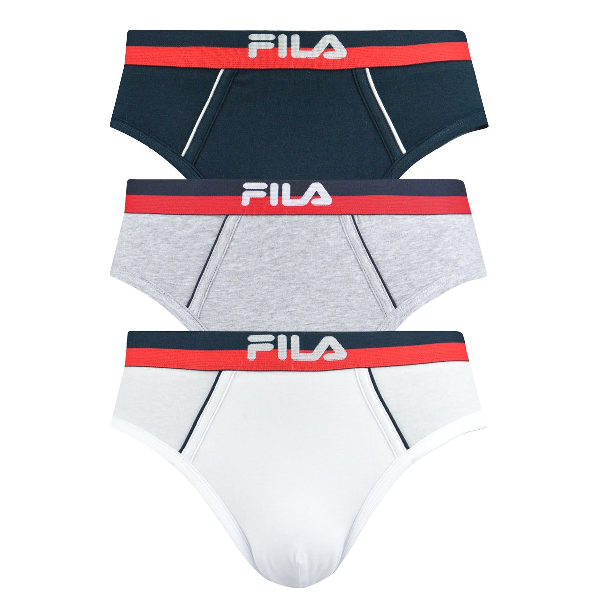 FILA Herren Slip, 3er Pack - Briefs, Logobund, Urban, Cotton Stretch, einfarbig