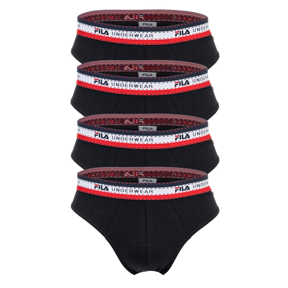 FILA Herren Slip, 4er Pack - Briefs, Logobund, Cotton Stretch, einfarbig