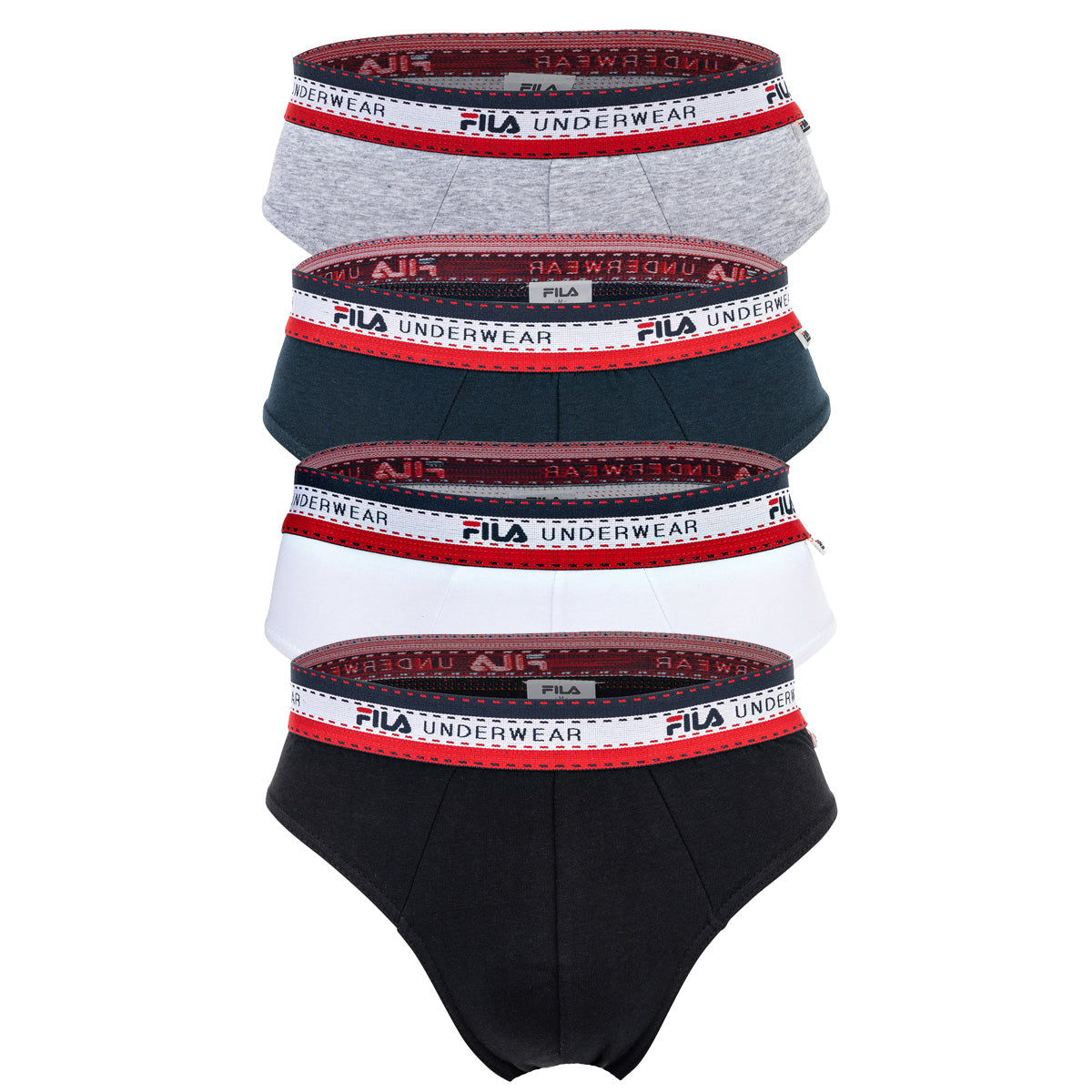FILA Herren Slip, Multipack - Briefs, Logobund, Cotton Stretch, einfarbig