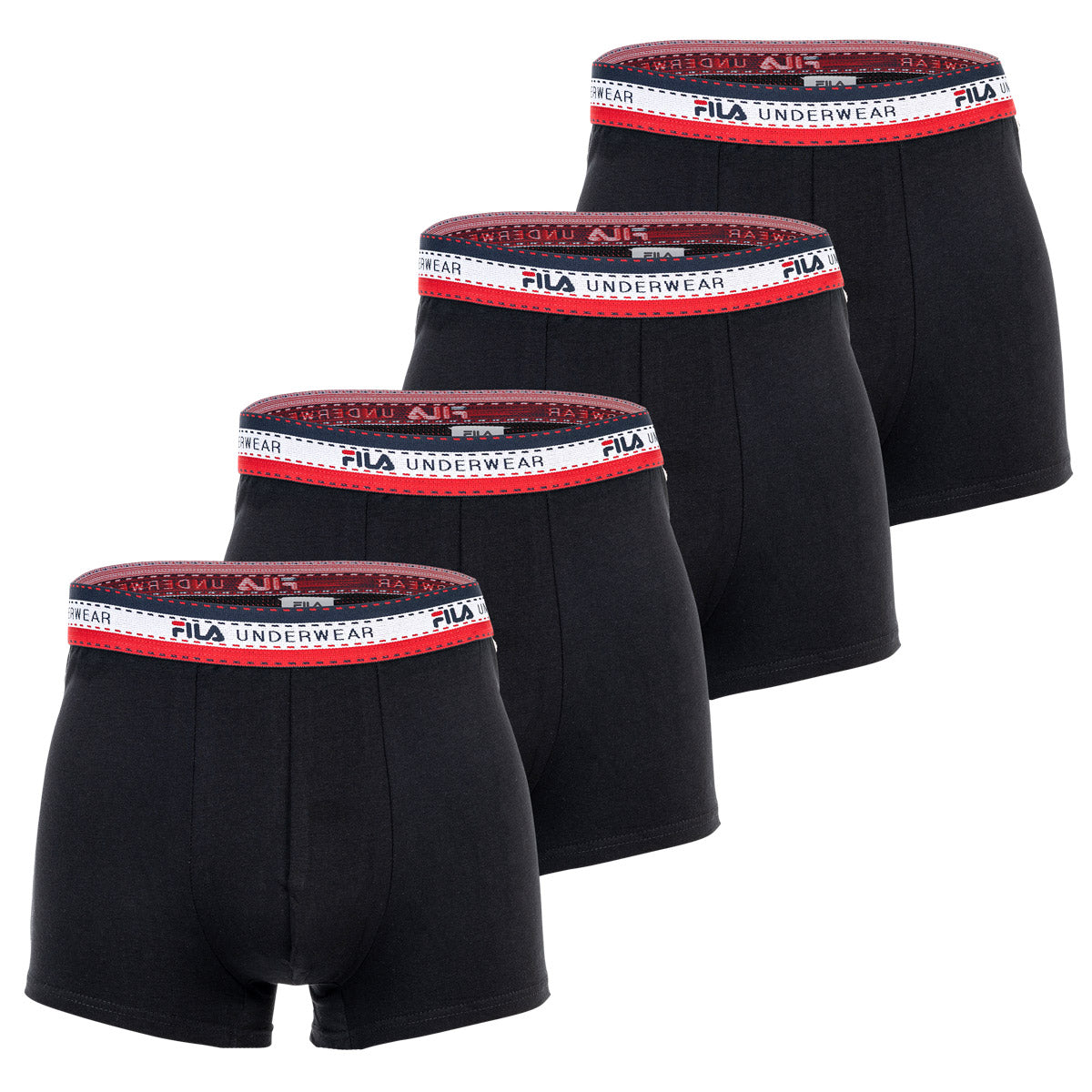 FILA Herren Boxer Shorts, 4er Pack - Logobund, Cotton Stretch, einfarbig