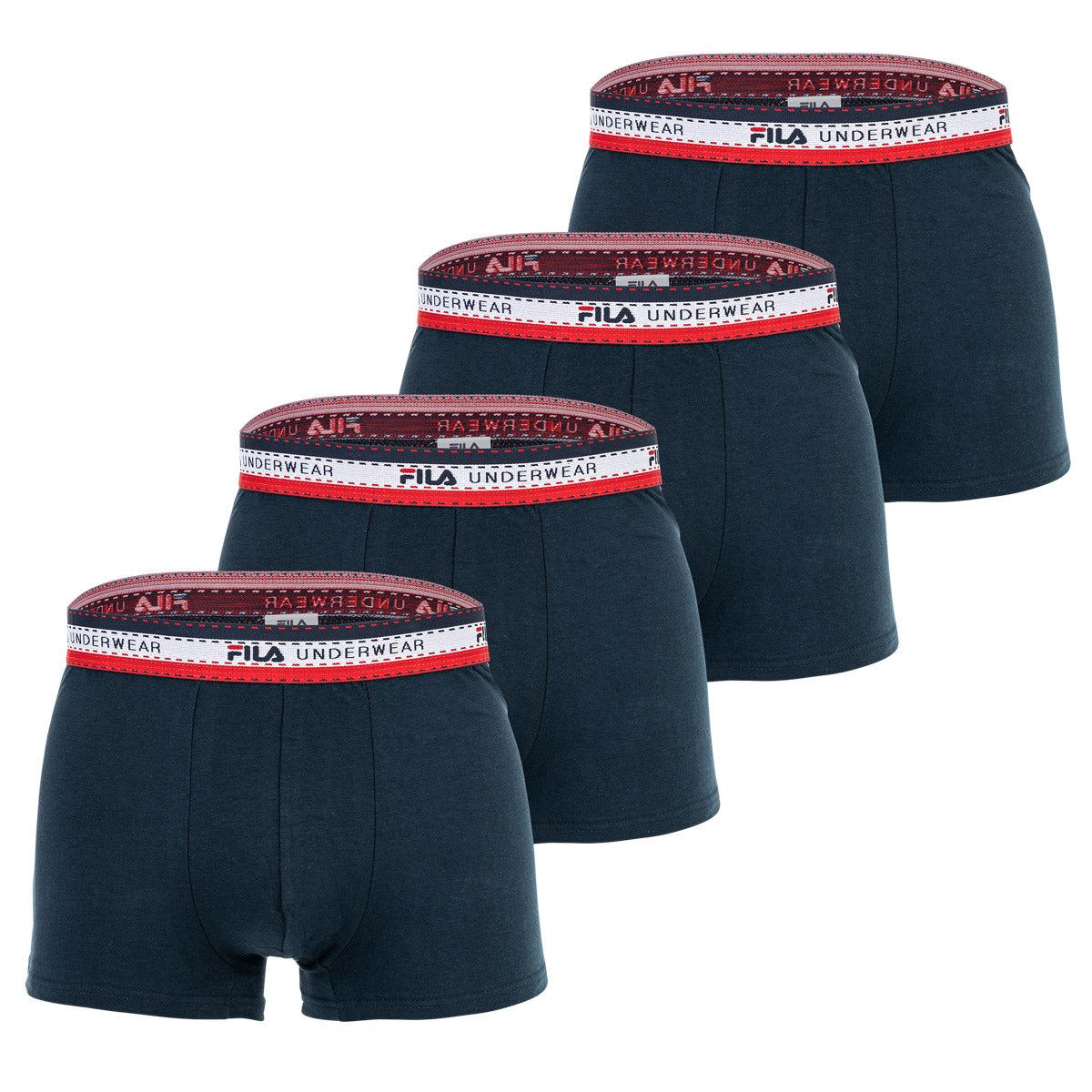 FILA Herren Boxer Shorts, 4er Pack - Logobund, Cotton Stretch, einfarbig