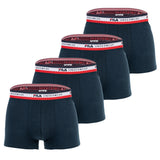 FILA Herren Boxer Shorts, 4er Pack - Logobund, Cotton Stretch, einfarbig