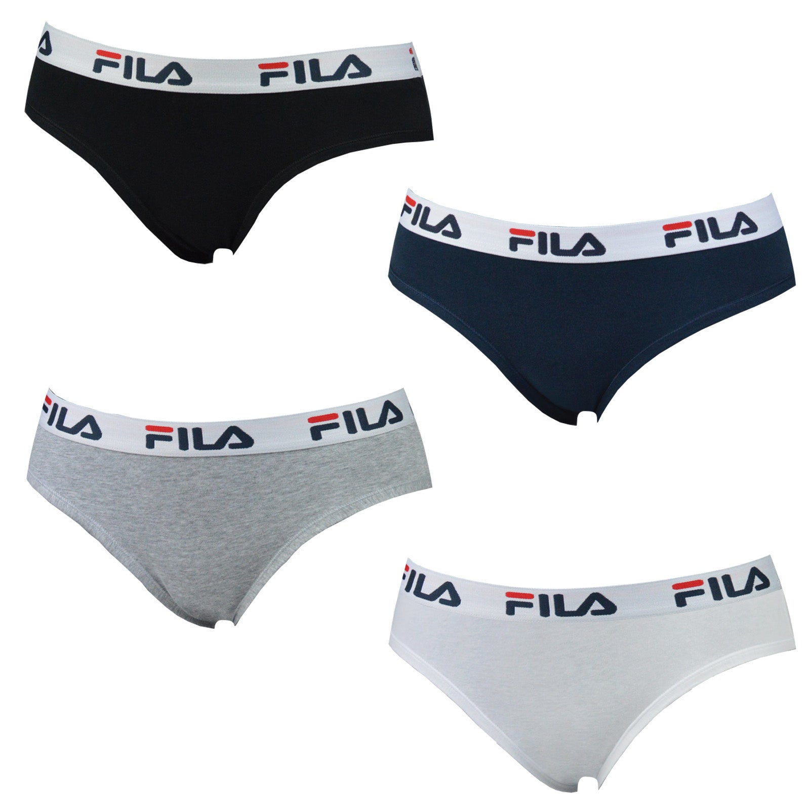 FILA Damen Strings, Vorteilspack - Regular Waist, breiter Logo-Bund, Baumwolle, einfarbig