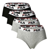 FILA Damen Hipster - 4er Pack Slip, Logo-Bund, Cotton Stretch, einfarbig