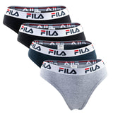FILA Damen Brazilian Slip - 4er Pack, Logo-Bund, Cotton Stretch, einfarbig