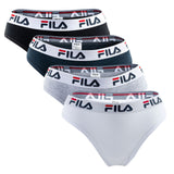 FILA Damen Brazilian Slip - 4er Pack, Logo-Bund, Cotton Stretch, einfarbig