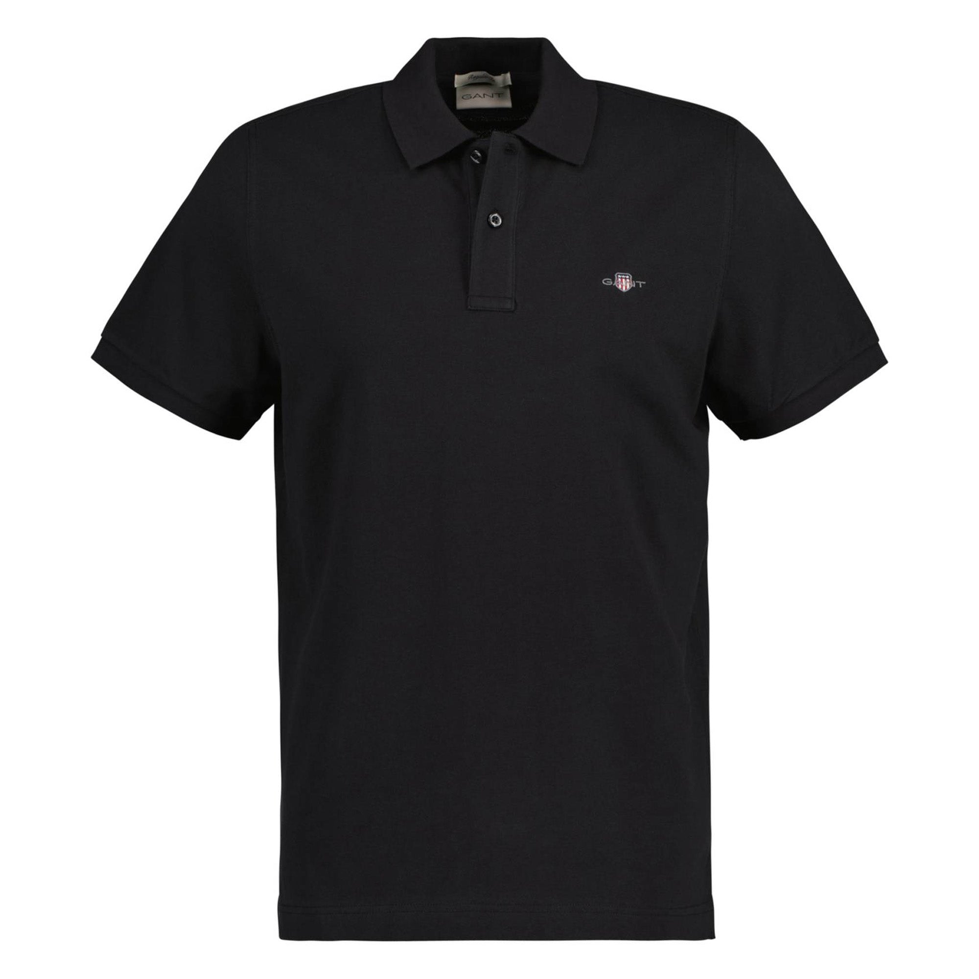 GANT Men's Polo Shirt - REGULAR SHIELD, short sleeve, button placket, pique, embroidery