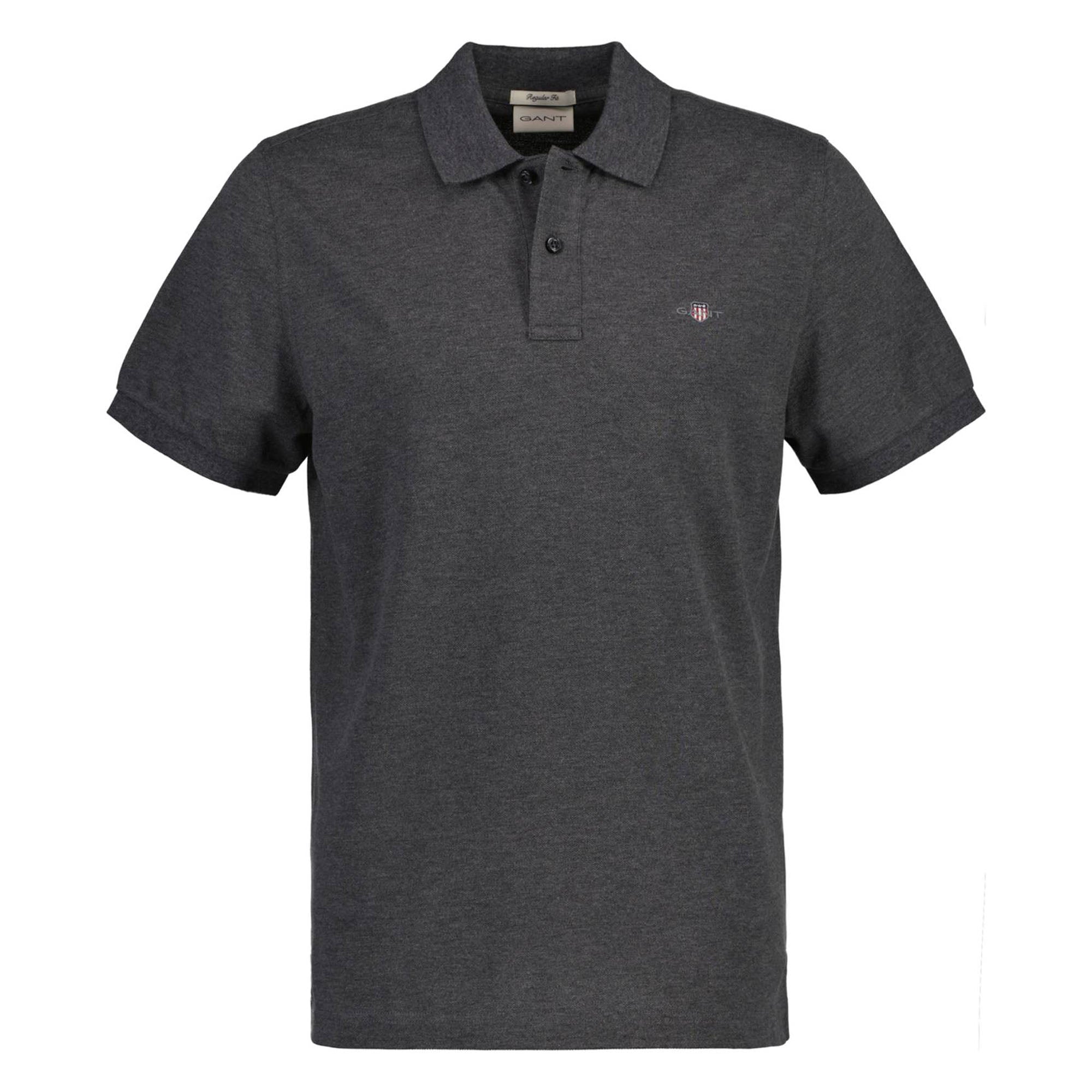 GANT Herren Poloshirt - REGULAR SHIELD, Kurzarm, Knopfleiste, Pique, Stickerei