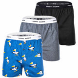 Happy Shorts Herren Webboxershorts, 3er Pack - American Style, Baumwolle, gemustert