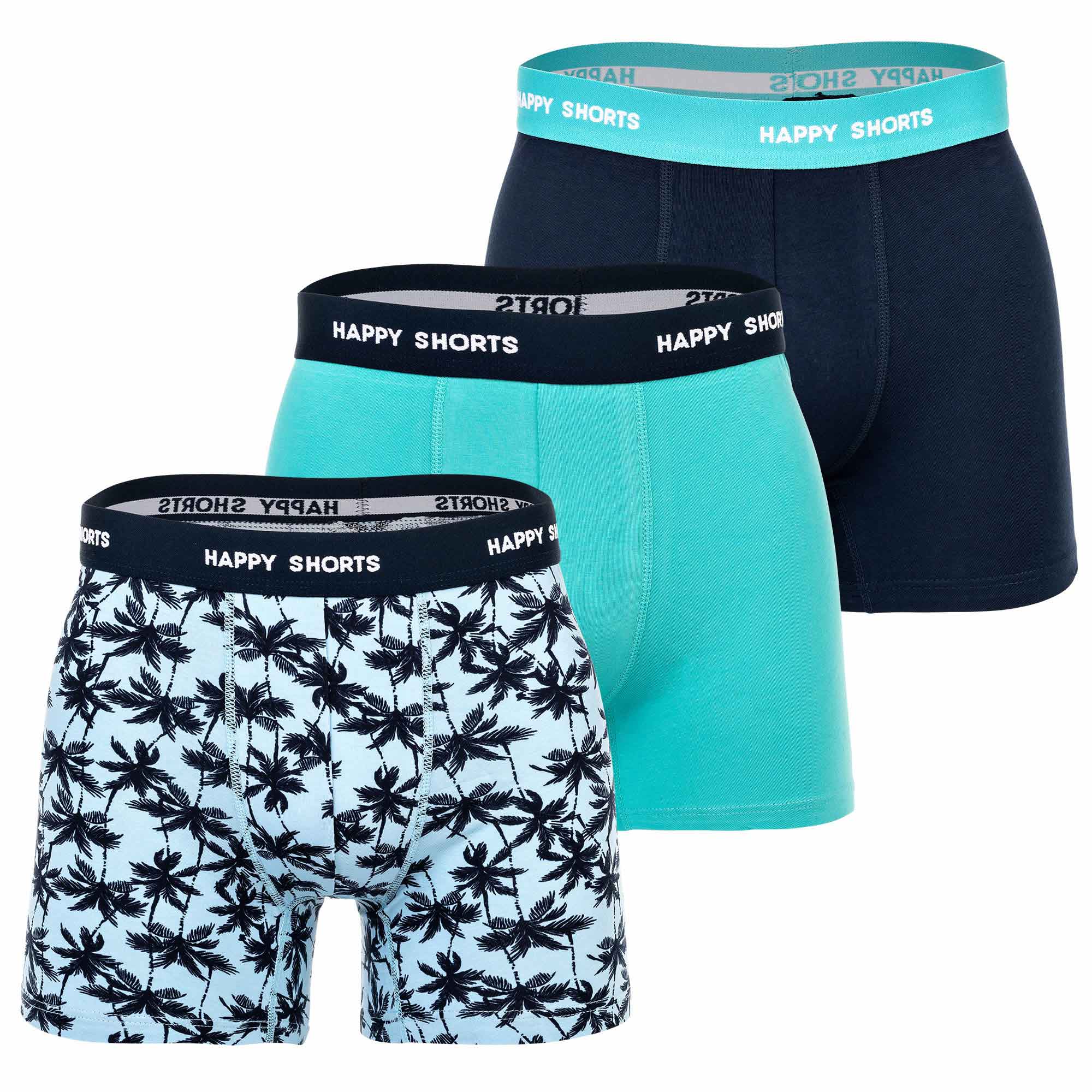 Happy Shorts Herren Boxer Shorts, 3er Pack - Retro Jersey, Logobund