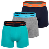 Happy Shorts Herren Boxer Shorts, 3er Pack - Retro Jersey, Logobund