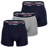 Happy Shorts Herren Boxer Shorts, 3er Pack - Retro Jersey, Logobund